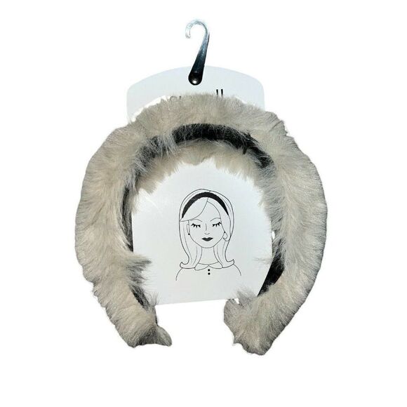 Surell Gray (Light Beige) Faux Rex Rabbit Fur Headband One Size New - Picture 1 of 2